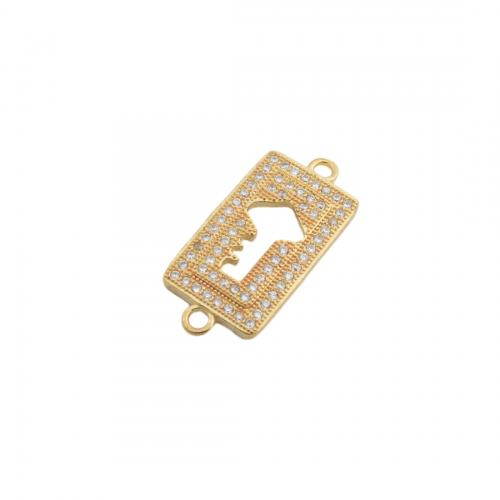 Cubic Zircon Micro Pave Sterling Silver Connector, 925 Sterling Silver, real gold plated, DIY & micro pave cubic zirconia, golden Approx 1.5mm 