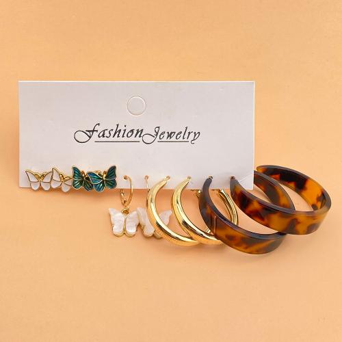 Zinc Alloy Earring Set, with Plastic Pearl & Acrylic, gold color plated & for woman & enamel, earring length 13-40mm 