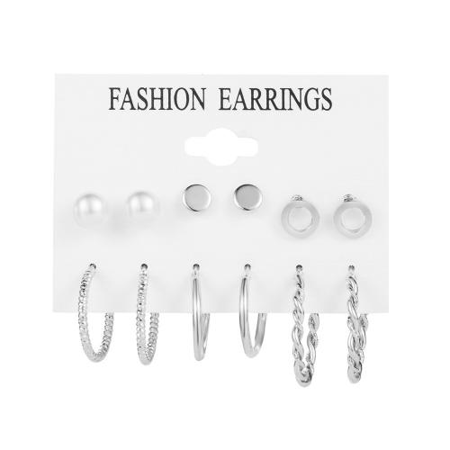 Zinc Alloy Earring Set, with Plastic Pearl & Acrylic, plated & for woman & with rhinestone, earring length  5-50mm 