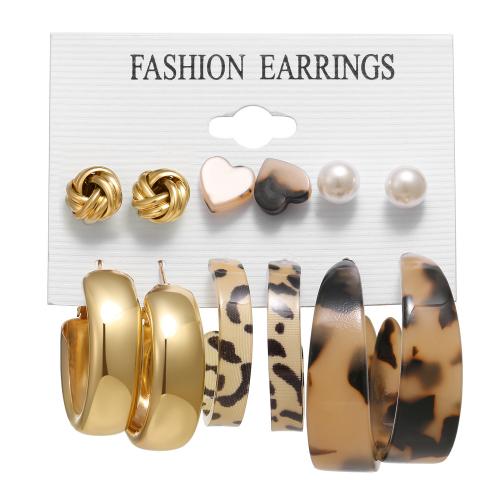 Zinc Alloy Earring Set, with Resin & Plastic Pearl, plated & for woman & with rhinestone, earring length 5-60mm 