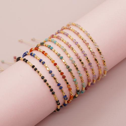 Glass Seed Beads Bracelets, Natural Stone, with Knot Cord & Seedbead, Adjustable & fashion jewelry & Unisex Approx 28 cm 