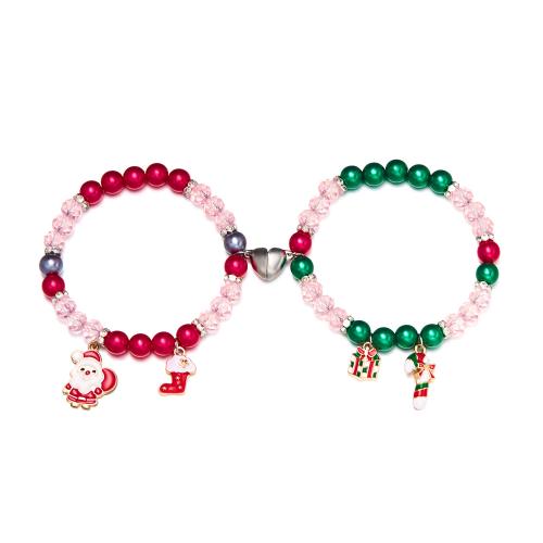 Zinc Alloy Christmas Bracelet, with Resin, plated, Christmas Design & fashion jewelry & enamel Approx 18 cm [