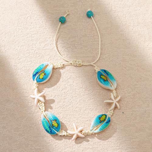 Dyed Shell Bracelet, with Polyester Cord, handmade, Bohemian style & adjustable & for woman Approx 16-26 cm 