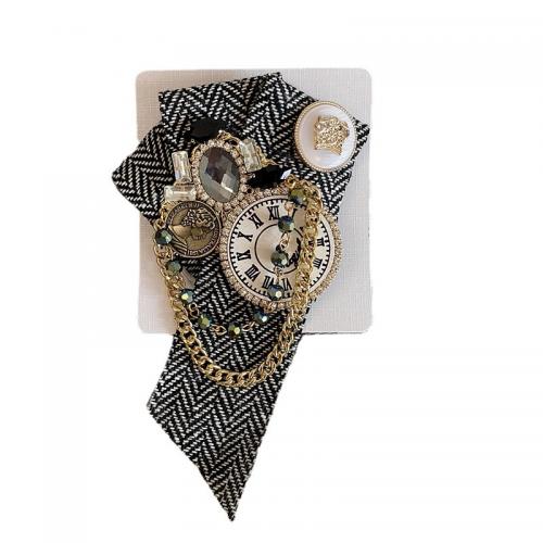 Rhinestone Brass Brooch, with Polyester, fashion jewelry & Unisex & with rhinestone, 140mm [
