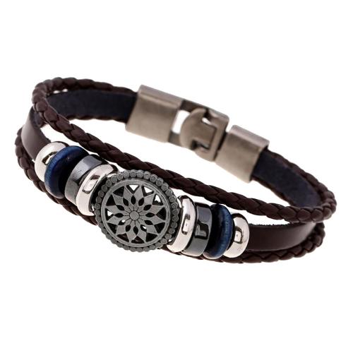 Cowhide Bracelets, Split Layer Cowhide Leather, with PU Leather & Zinc Alloy, fashion jewelry & Unisex Approx 20 cm [