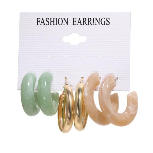 aleación de zinc Aretes, con resina & Perlas plásticas, chapado, diferentes estilos para la opción & para mujer, earring length 10-40mm, Vendido por Set
