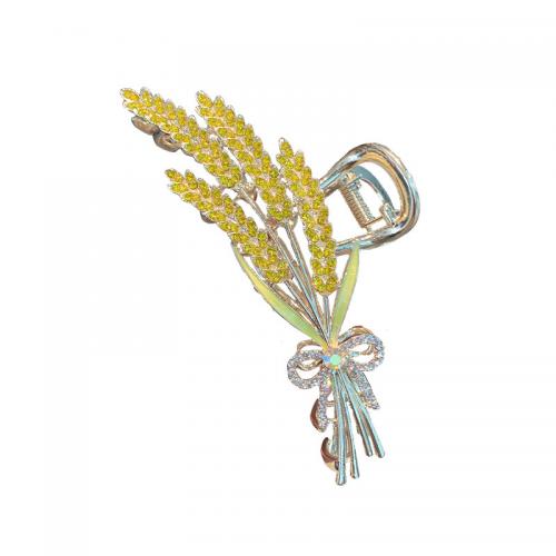 Zinc Alloy Hair Claw Clip, with Plastic Pearl, plated & for woman & enamel & with rhinestone 