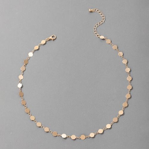 Zinc Alloy Necklace, with 5cm extender chain, Flat Round, gold color plated, fashion jewelry & for woman Approx 35 cm 