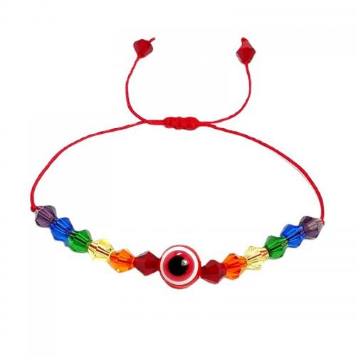 Evil Eye Jewelry Bracelet, Acrylic, with Knot Cord & Resin, handmade, fashion jewelry & adjustable & for woman Approx 16-28 cm 