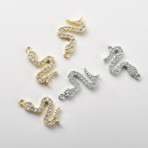 Cubic Zirconia Micro Pave Brass Connector, Snake, plated, DIY & micro pave cubic zirconia 