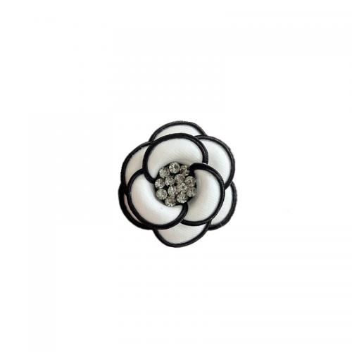 Cloth Brooch, Polyester, with Brass, Flower, fashion jewelry & for woman & with rhinestone 58mm 