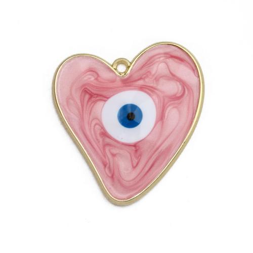 Zinc Alloy Evil Eye Pendant, Heart, gold color plated, DIY & evil eye pattern & enamel 
