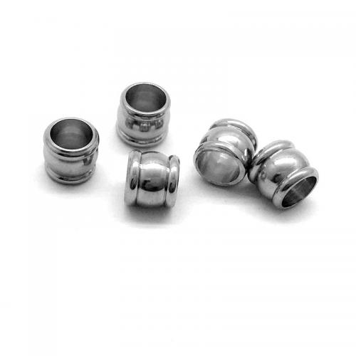 304 Edelstahl Stopper Ring, Zylinder, plattiert, DIY, Silberfarbe, 7x6mm, Bohrung:ca. 5mm, verkauft von PC