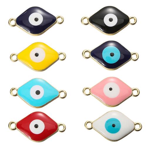 Evil Eye Schmuck Stecker, Zinklegierung, goldfarben plattiert, DIY & Emaille & 1/1-Schleife, gemischte Farben, 27x15mm, ca. 10PCs/Tasche, verkauft von Tasche