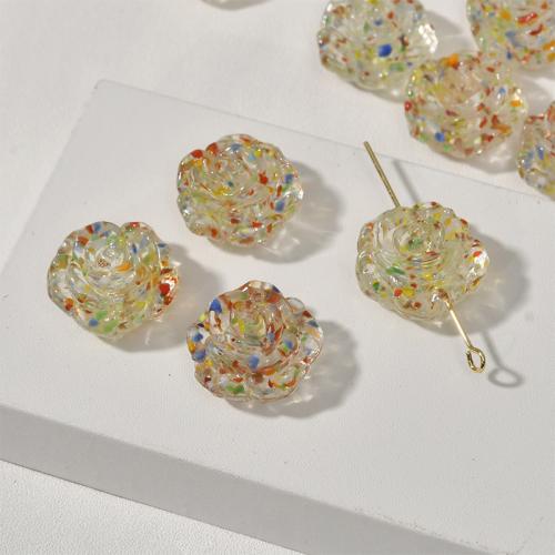 Abalorios de Murano flor, Cristal de murano, Bricolaje, amarillo, 18.2x9.7mm, Vendido por UD
