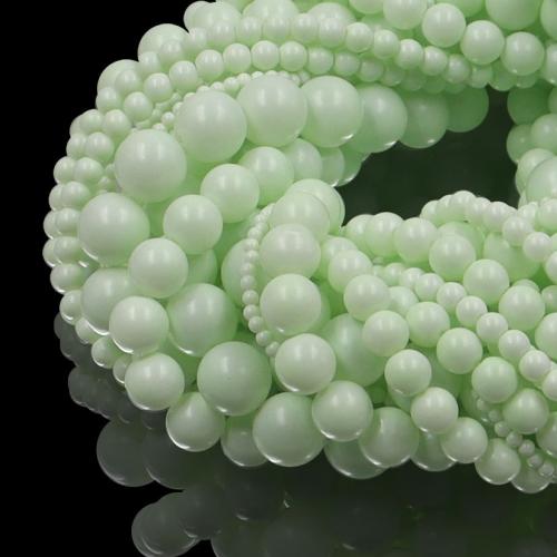 Baking Varnish Glass Beads, Round, DIY green 