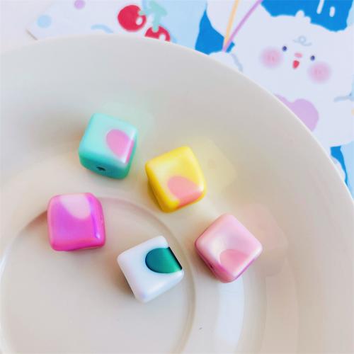 Rubberized Acrylic Beads, Square, UV plating, DIY 13.5mm, Approx 