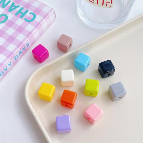 Candy Style Acrylic Beads, Square, stoving varnish, DIY 14mm, Approx 
