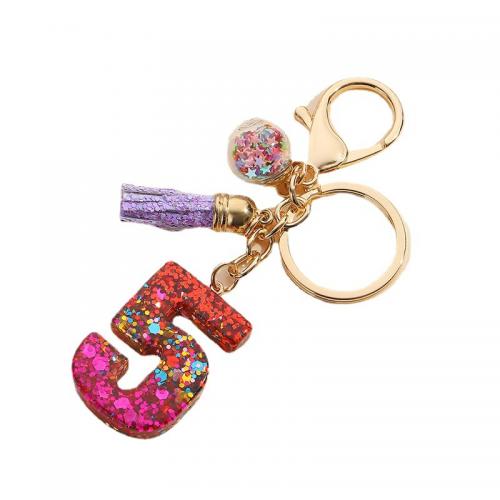 Resin Key Chain, Zinc Alloy, with Resin, Number, multifunctional & Unisex 