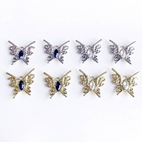 Zinc Alloy Animal Pendants, Butterfly, plated, DIY & micro pave cubic zirconia 
