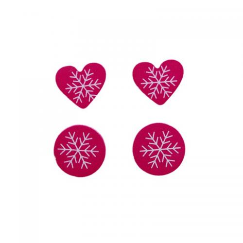 Arete de acrílico, 2 piezas & Diseño de Navidad & de la impresión & para mujer, Heart :13x15mm, circle :15x15mm., Vendido por Set