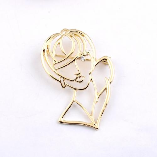 Zinc Alloy Jewelry Brooch, Face, plated, Unisex & with rhinestone & hollow 