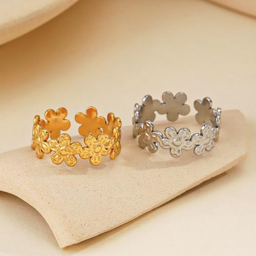 Stainless Steel Finger Ring, 304 Stainless Steel, Flower, Vacuum Ion Plating, fashion jewelry & for woman inner diameter 17mm 
