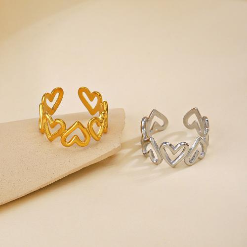 Stainless Steel Finger Ring, 304 Stainless Steel, Heart, Vacuum Ion Plating, fashion jewelry & for woman diameter 17mm 