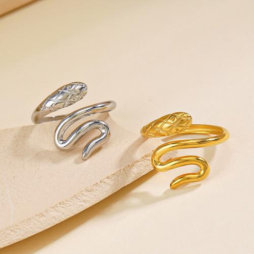 Stainless Steel Finger Ring, 304 Stainless Steel, Snake, Vacuum Ion Plating, fashion jewelry & for woman diameter 17mm 