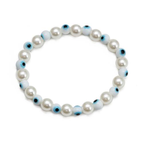 Evil Eye Lampwork Bracelets, Plastic Pearl, with Lampwork, fashion jewelry & evil eye pattern & for woman [