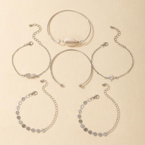 Zinc Alloy Bracelet Set, platinum color plated, 6 pieces & for woman Approx 7 Inch 