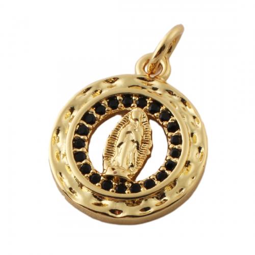 Cubic Zirconia Micro Pave Brass Pendant, fashion jewelry & Unisex & micro pave cubic zirconia, golden Approx 3.5mm [