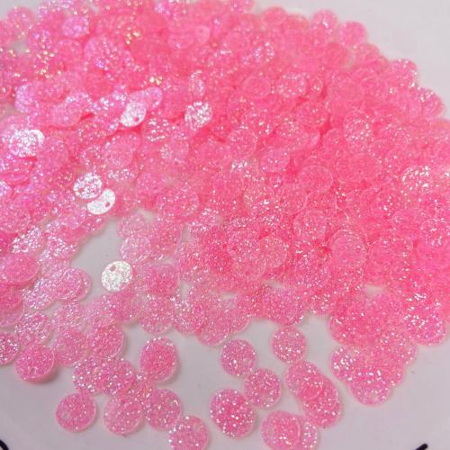 Plastic Sequin Beads, PET, with Glitter, Flat Round, DIY 6mm 