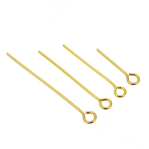Stainless Steel Eyepins, 304 Stainless Steel, gold color plated, DIY golden [