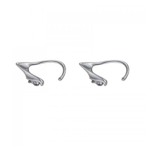 Zinc Alloy Earring Cuff, platinum color plated, for woman & with rhinestone 