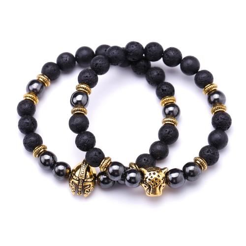 Lava Bracelet, with Hematite & Zinc Alloy, gold color plated, fashion jewelry & Unisex Approx 7.3 Inch 