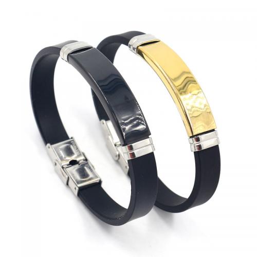 Silicone Stainless Steel Bracelets, with Titanium Steel, Vacuum Ion Plating, fashion jewelry & Unisex 10mm Approx 21 cm 