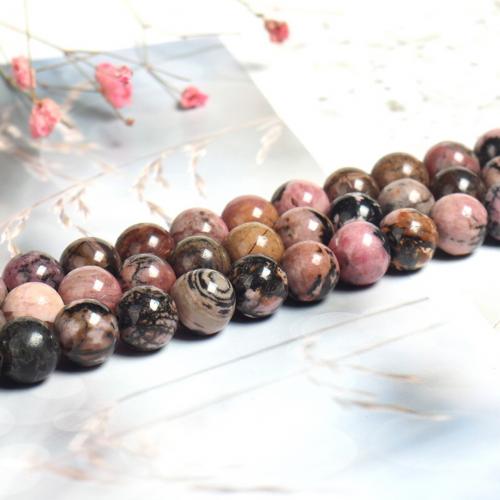 Perles rhodonites, rhodonite, Rond, poli, DIY, couleurs mélangées Environ 38 cm, Vendu par brin