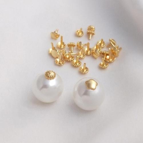 Messing Perlen Ohrstecker, goldfarben plattiert, DIY & verschiedene Größen vorhanden, keine, 10PCs/Tasche, verkauft von Tasche[