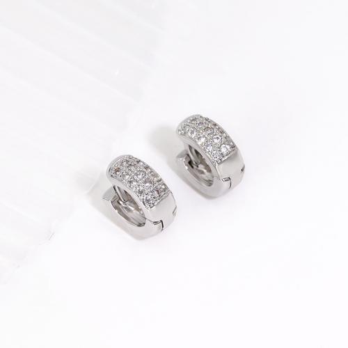 Cubic Zirconia Micro Pave Brass Earring, plated, micro pave cubic zirconia & for woman, platinum color 