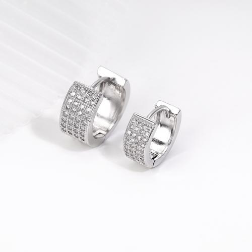 Cubic Zirconia Micro Pave Brass Earring, plated & micro pave cubic zirconia & for woman, platinum color 