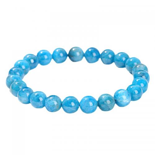 Gemstone Bracelets, Apatites, Round, fashion jewelry & Unisex blue Approx 18 cm 