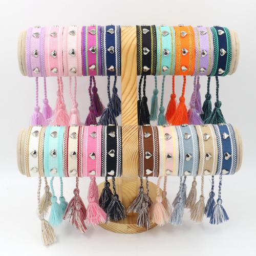 Friendship Bracelets, Polyester Cord, with Zinc Alloy, Heart, silver color plated, Adjustable & fashion jewelry & Unisex 20mm Approx 14.5 cm 