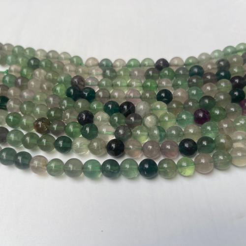 Fluorit Perlen, Buntes Fluorit, rund, poliert, DIY & verschiedene Größen vorhanden, gemischte Farben, Länge:ca. 38 cm, verkauft von Strang