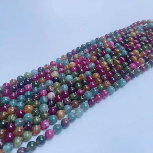 Natürlicher Turmalin Perlen, rund, poliert, DIY & verschiedene Größen vorhanden, gemischte Farben, Länge:ca. 38 cm, verkauft von Strang