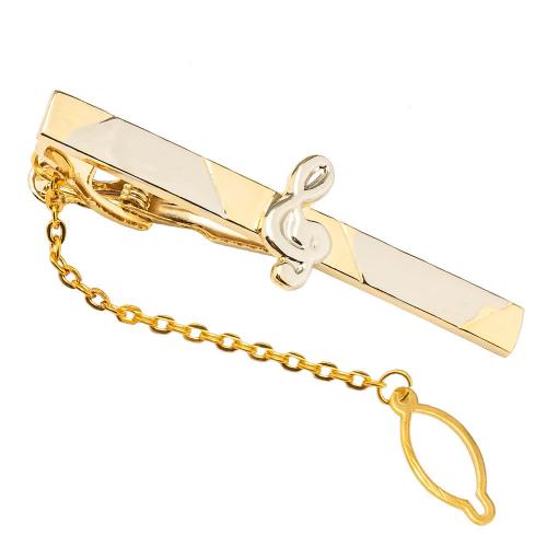 Tie Clip, Brass, gold color plated & for man 