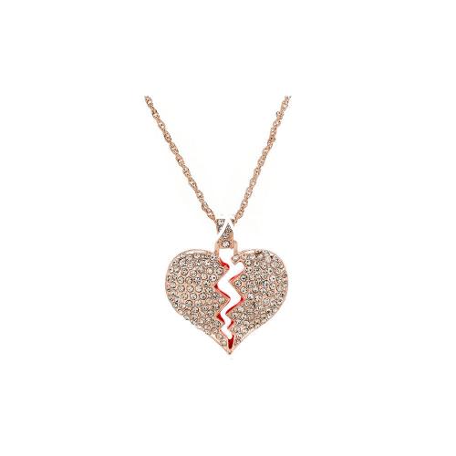 Rhinestone Zinc Alloy Necklace, with Magnet, Heart, plated, for couple & with rhinestone cm 