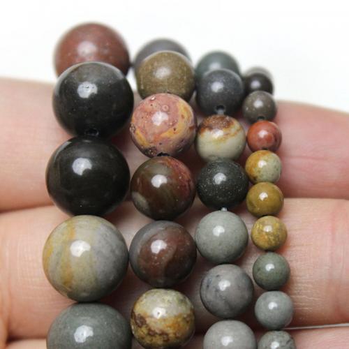 Landschafts-Jaspis Perlen, Bild Jaspis, rund, DIY & verschiedene Größen vorhanden, braun, verkauft von Strang
