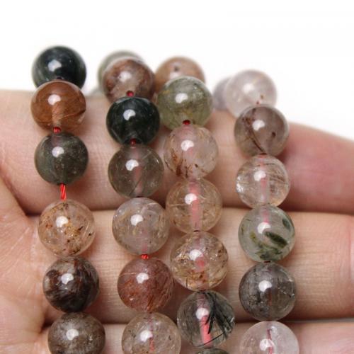 Rutilquarz Perlen, Rutilated Quarz, rund, DIY & verschiedene Größen vorhanden, verkauft von Strang