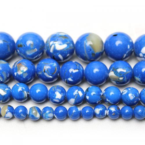 Perles en Turquoise synthétiques, Rond, DIY & normes différentes pour le choix, bleu, Vendu par brin